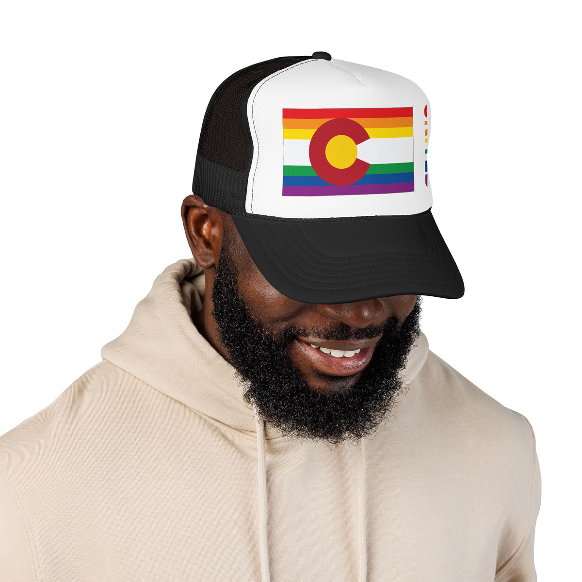 Colorado Rainbow Pride Flag "UNITED" Printed Foam Trucker Hat, Several Color Options