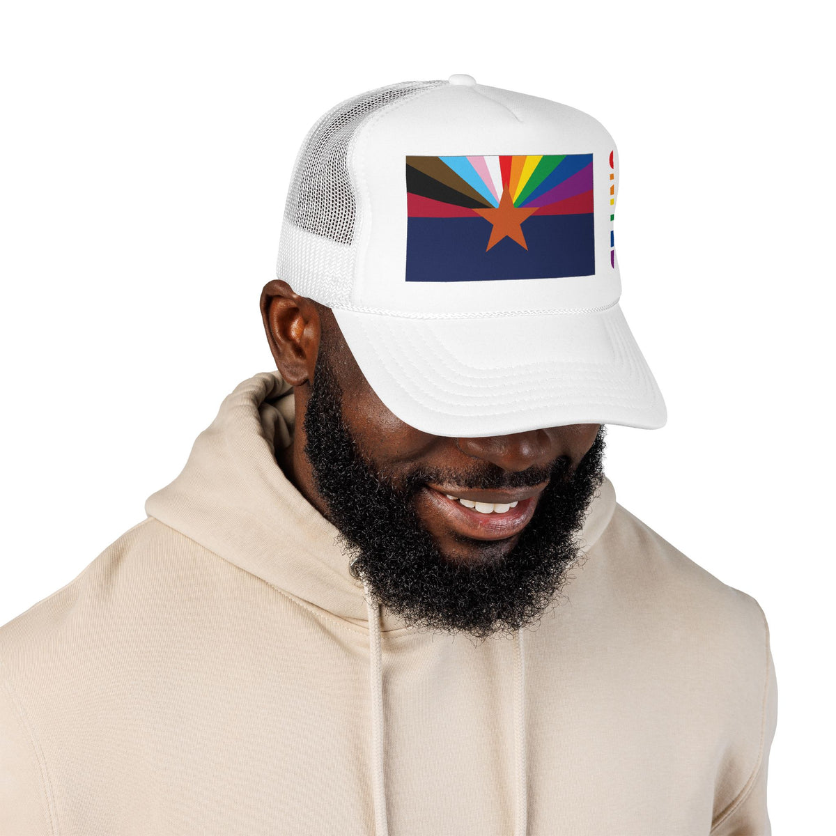 Arizona Rainbow Pride Flag "UNITED" Printed Foam Trucker Hat, Several Color Options