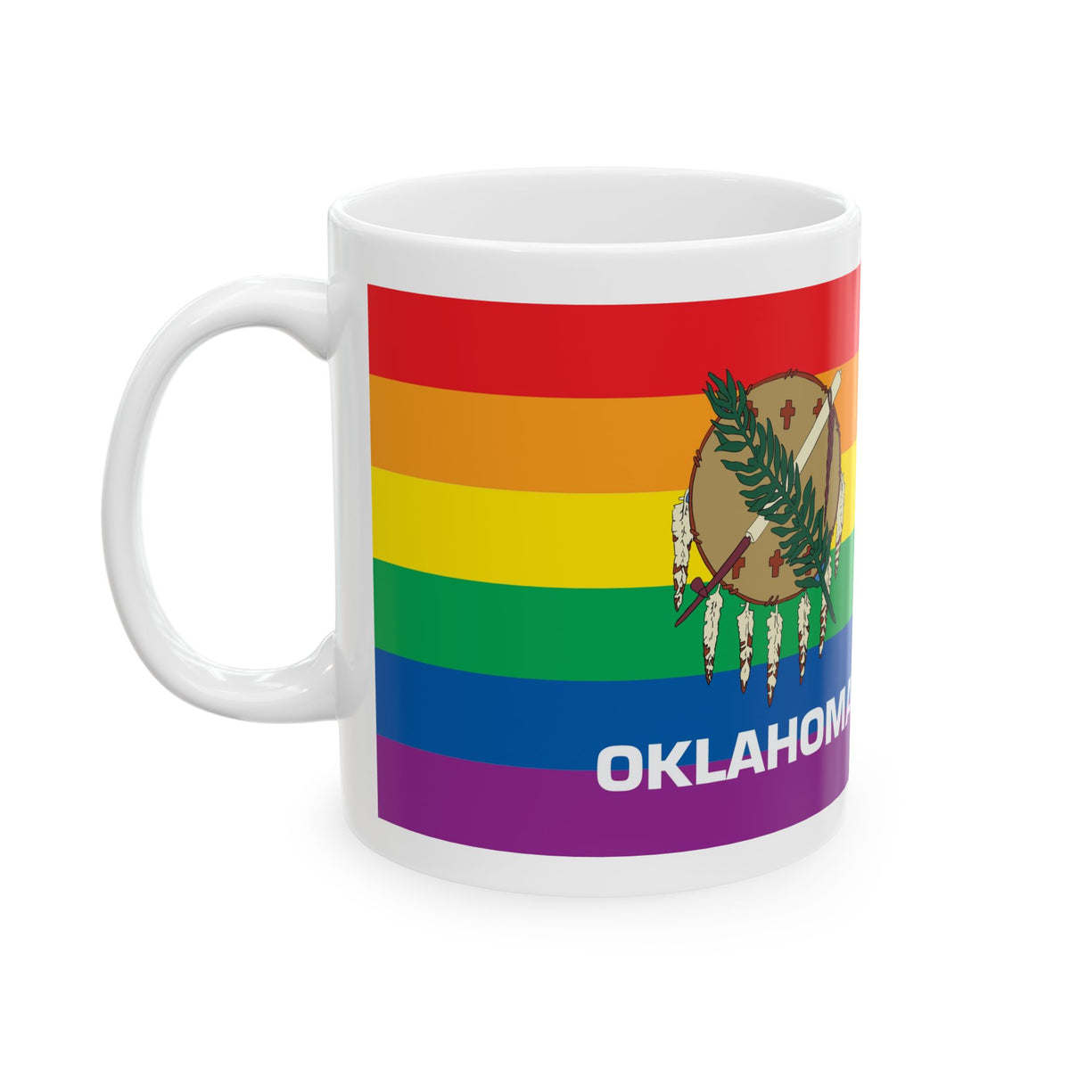 Oklahoma Rainbow Pride Flag "UNITED" Ceramic Mug