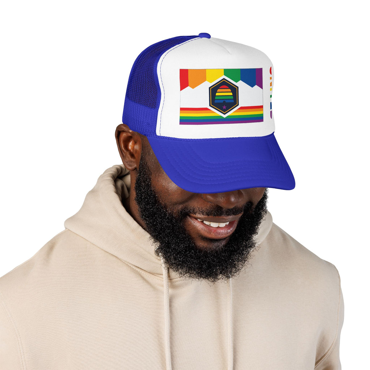 Utah Rainbow Pride Flag "UNITED" Printed Foam Trucker Hat, Several Color Options