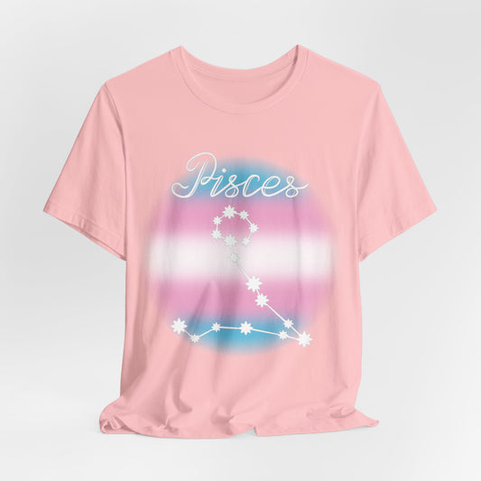 Pisces Constellation T-shirt, Astrology, Transgender Pride Flag