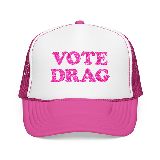 VOTE DRAG Trucker Cap, Drag Visibility & Creative Freedom Statement Hat