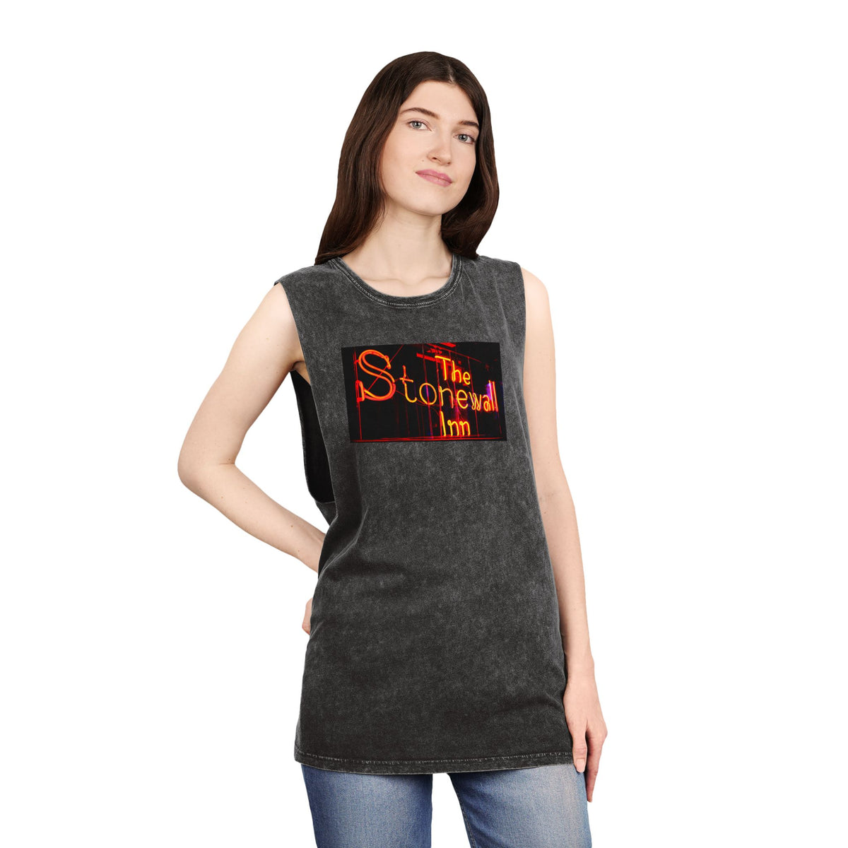 Stonewall Inn Neon Tank Top -  Black Stonewash Deco