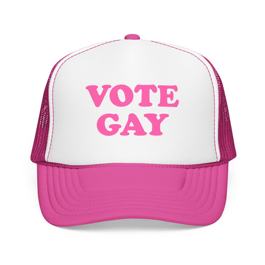 VOTE GAY Trucker Cap, LGBTQIA+ Rights & Equality Statement Hat