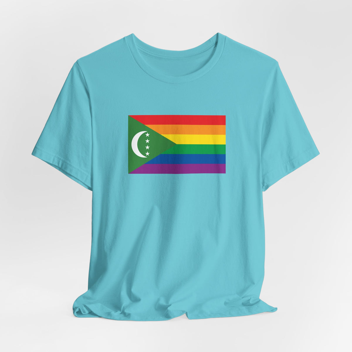 Comoros Rainbow Pride Flag T-shirt, Several Color Options