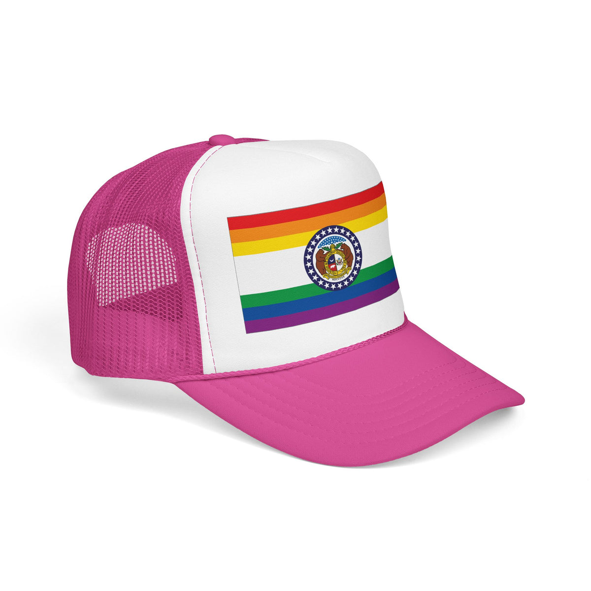 Missouri Rainbow Pride Flag "UNITED" Printed Foam Trucker Hat, Several Color Options