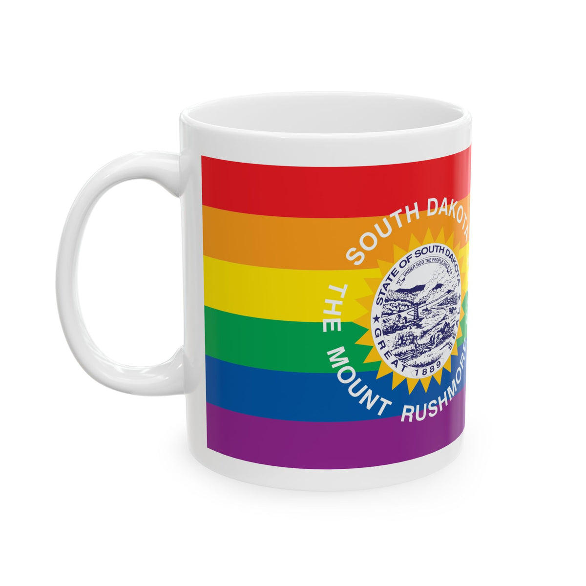 South Dakota Rainbow Pride Flag "UNITED" Ceramic Mug