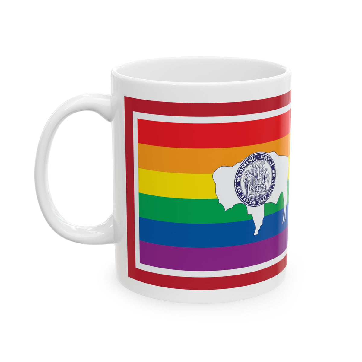 Wyoming Rainbow Pride Flag "UNITED" Ceramic Mug
