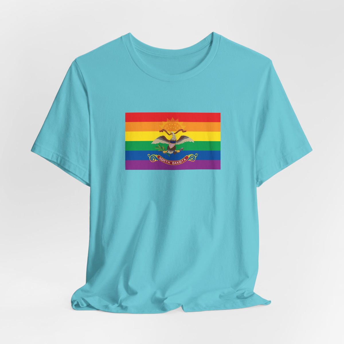 North Dakota Rainbow Pride Flag T-shirt, Several Color Options