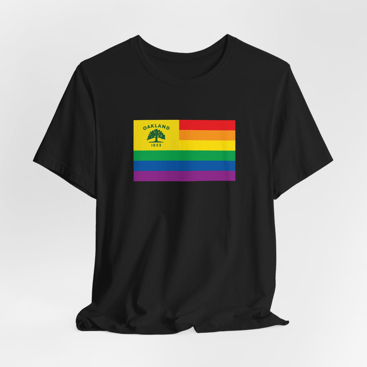 Oakland, California Rainbow Pride Flag T-shirt, Several Color Options
