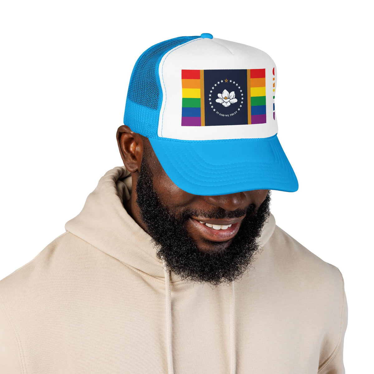 Mississippi Rainbow Pride Flag "UNITED" Printed Foam Trucker Hat, Several Color Options