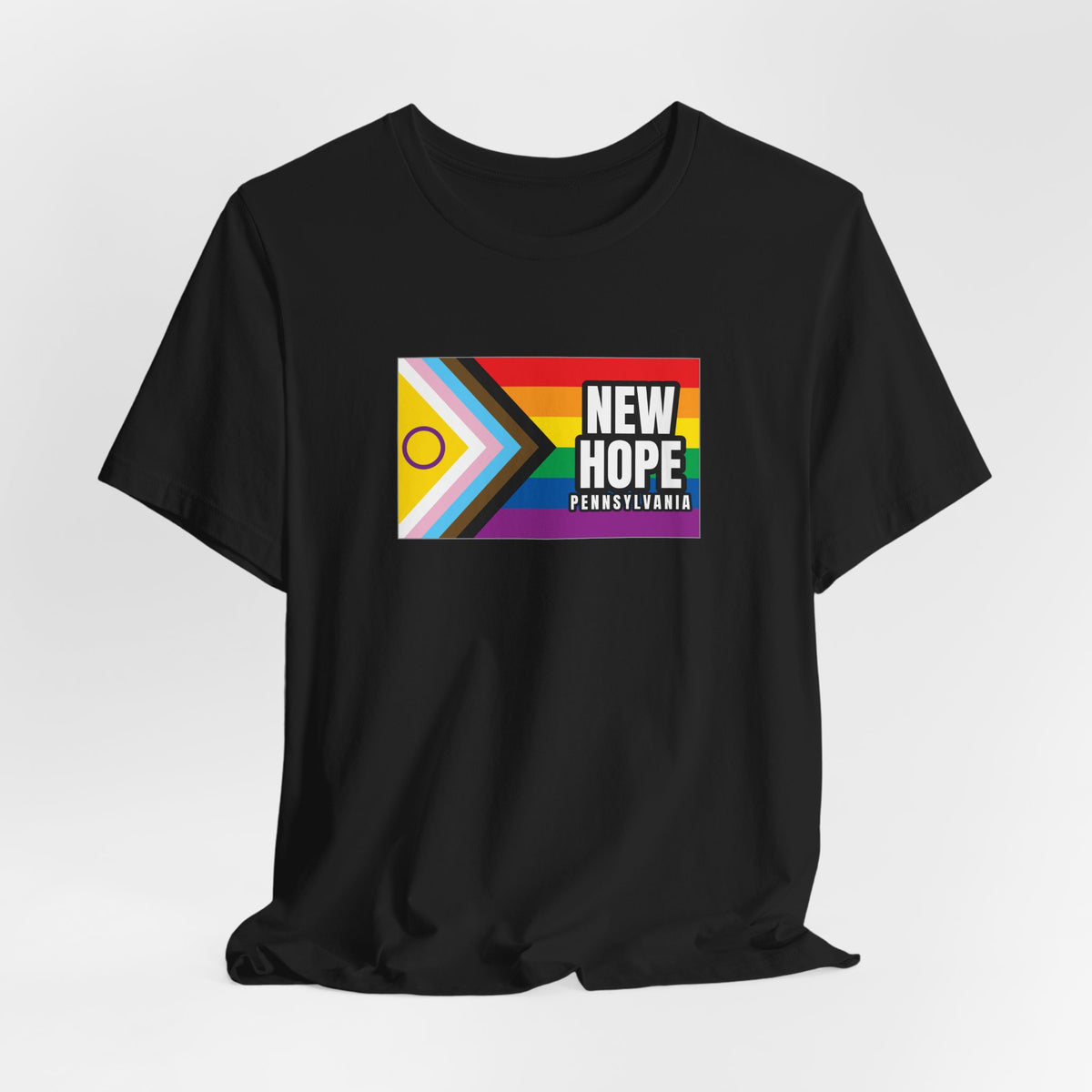 New Hope, Pennsylvania Rainbowland Exclusive Pride Flag T-shirt, Several Color Options
