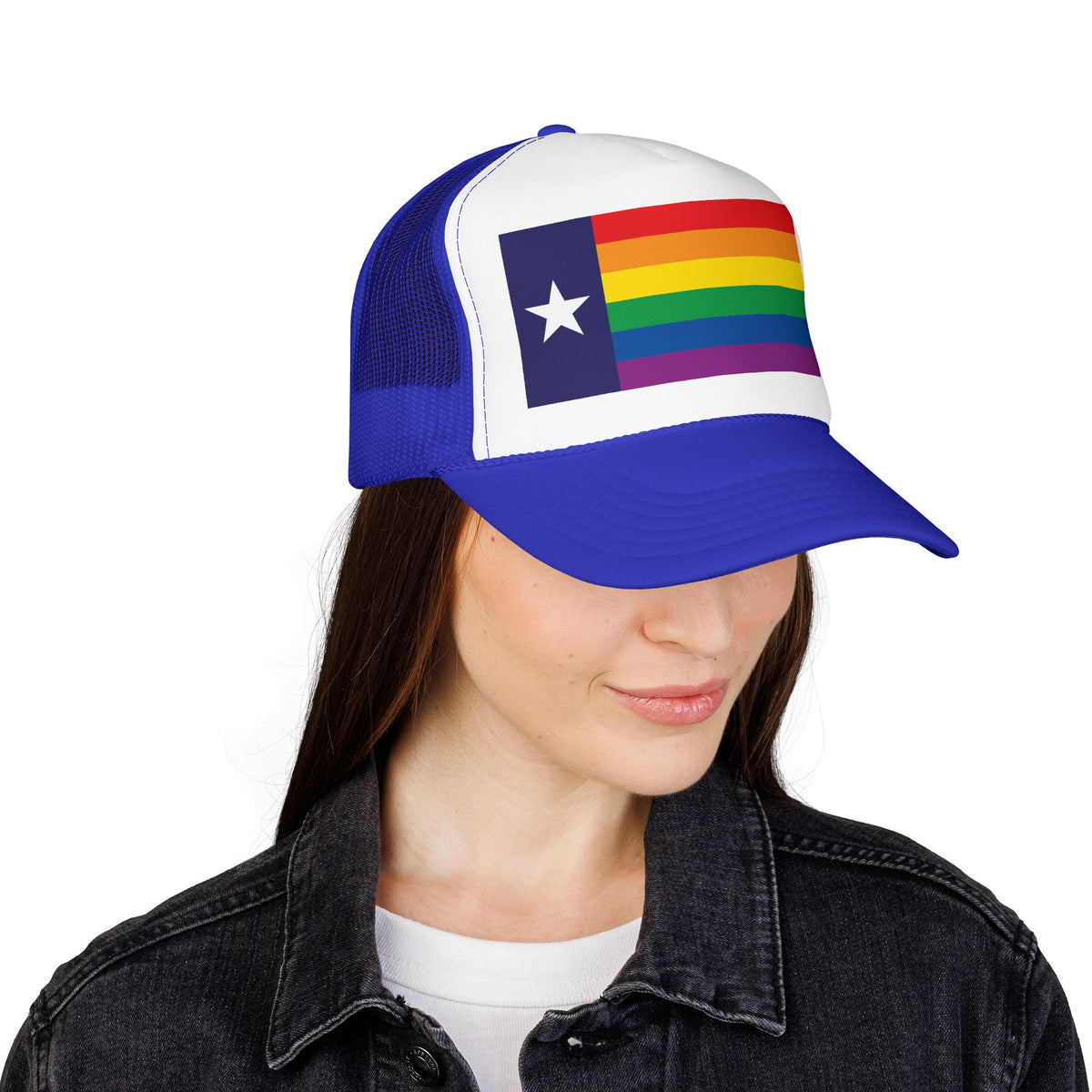 Texas Rainbow Pride Flag "UNITED" Printed Foam Trucker Hat, Several Color Options
