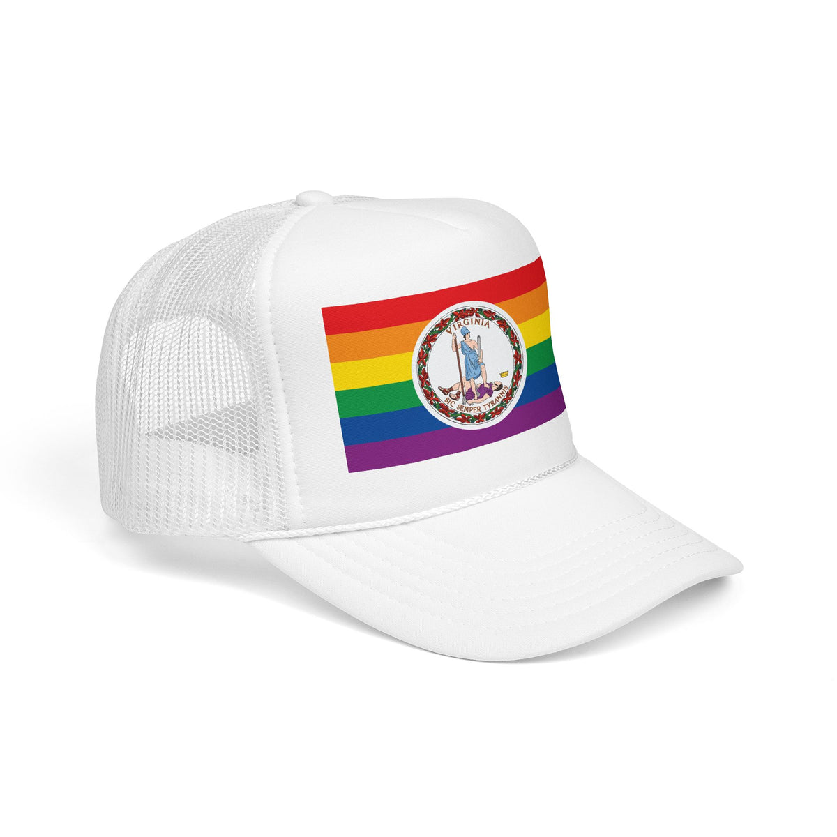 Virginia Rainbow Pride Flag "UNITED" Printed Foam Trucker Hat, Several Color Options
