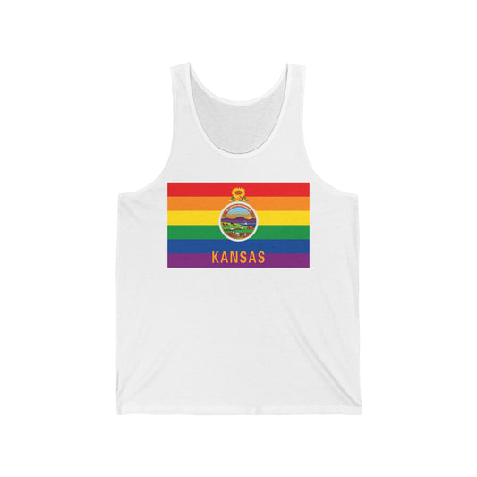 Kansas Rainbow Pride Flag Jersey Tank