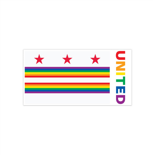 Washington, D.C. Rainbow Pride Flag "UNITED" Bumper Sticker