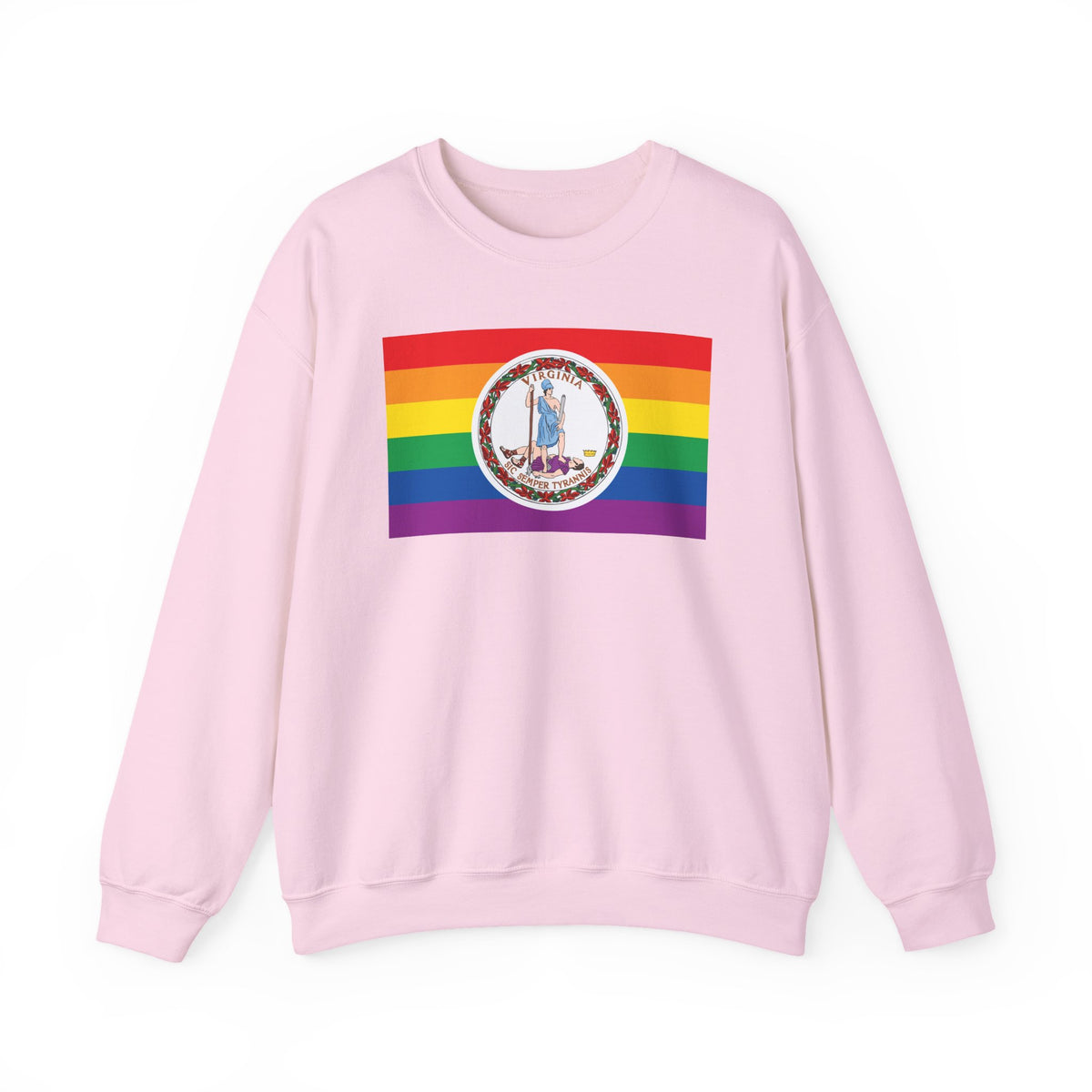 Virginia Rainbow Pride Flag Unisex Crewneck Sweatshirt, White, Black or Light Pink