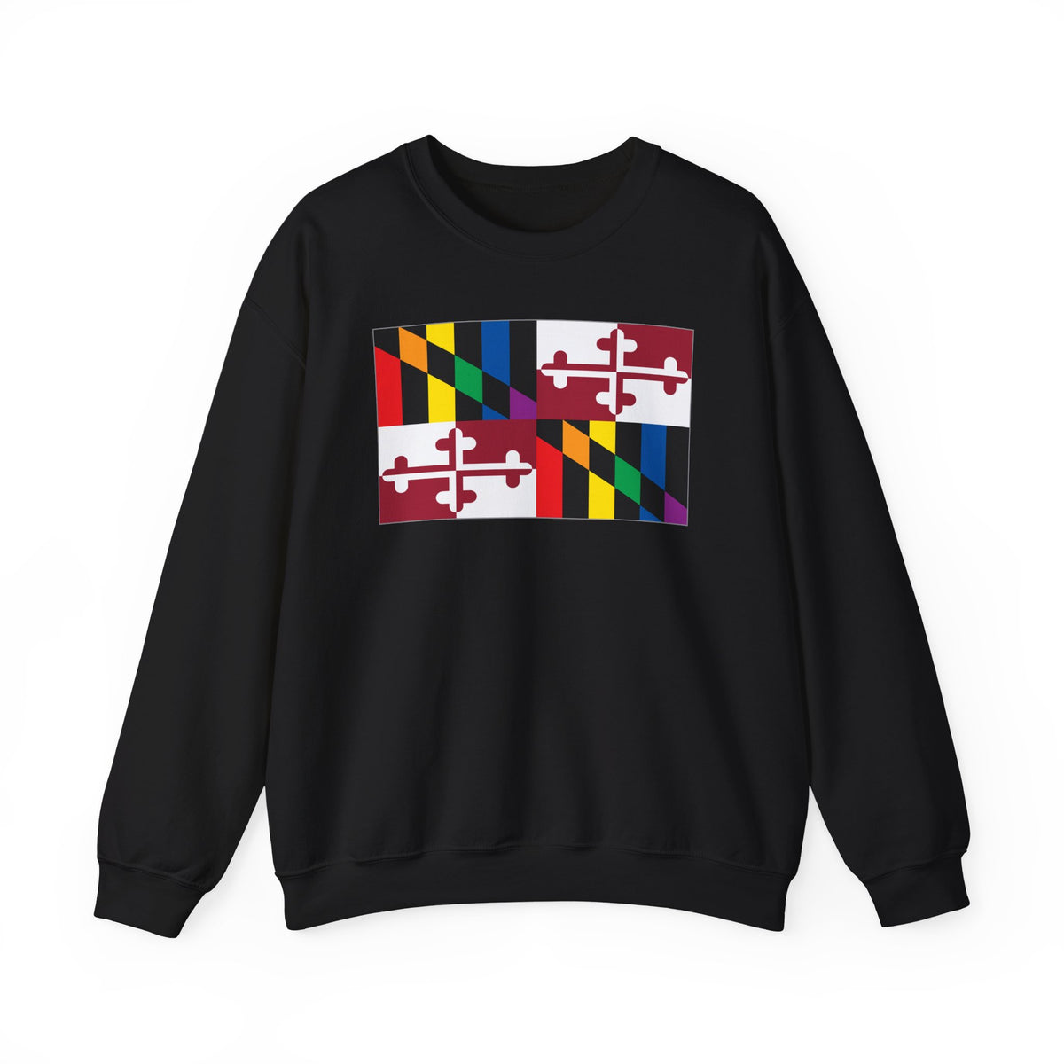 Maryland Rainbow Pride Flag Unisex Crewneck Sweatshirt, White, Black or Light Pink