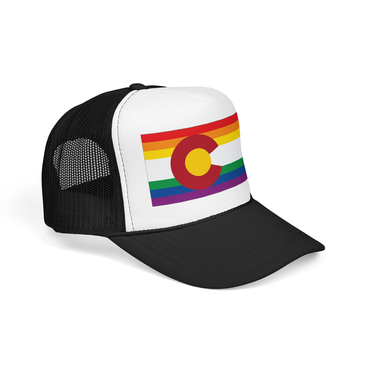 Colorado Rainbow Pride Flag "UNITED" Printed Foam Trucker Hat, Several Color Options