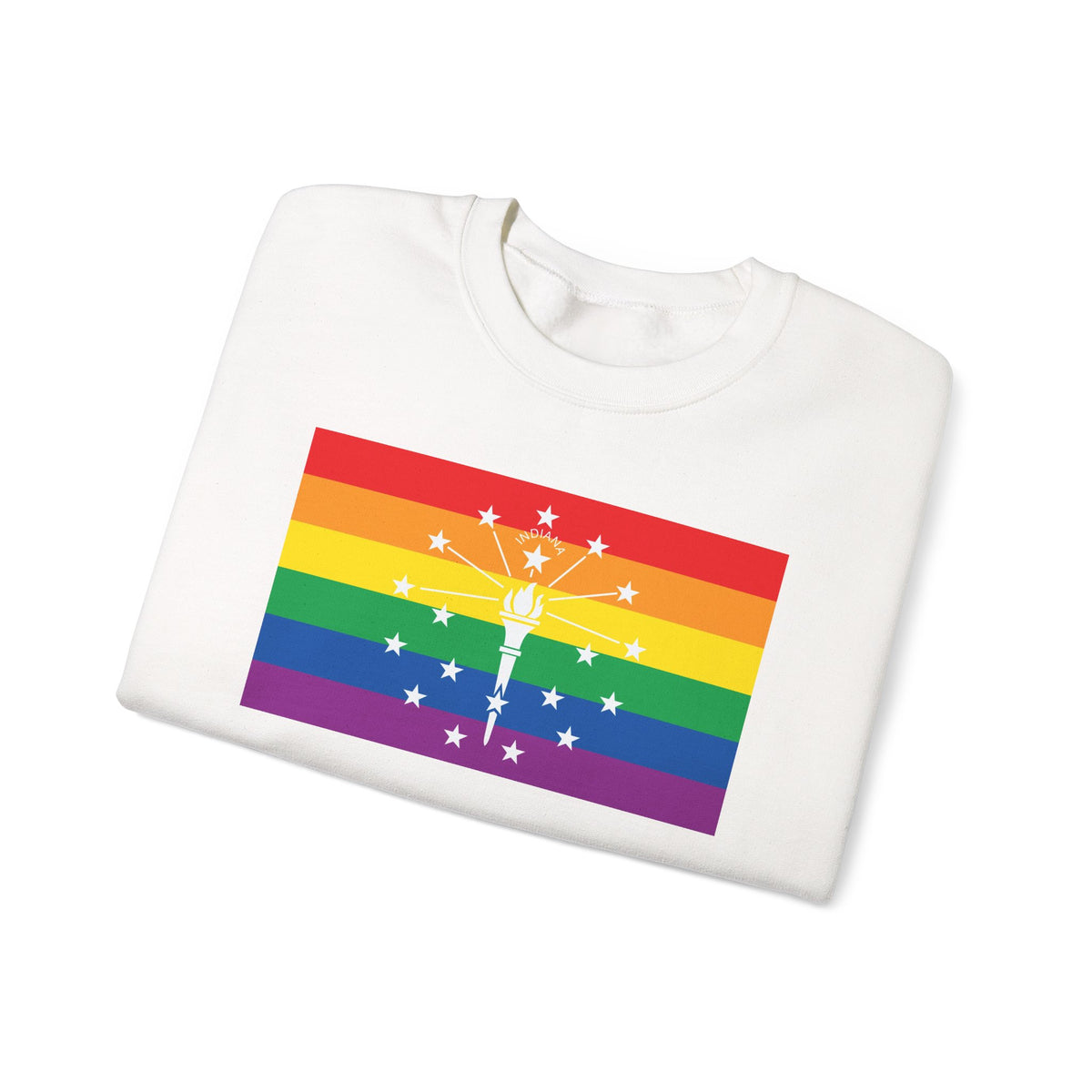 Indiana Rainbow Pride Flag Unisex Crewneck Sweatshirt, White, Black or Light Pink