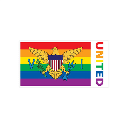 U.S. Virgin Islands Rainbow Pride Flag "UNITED" Bumper Sticker