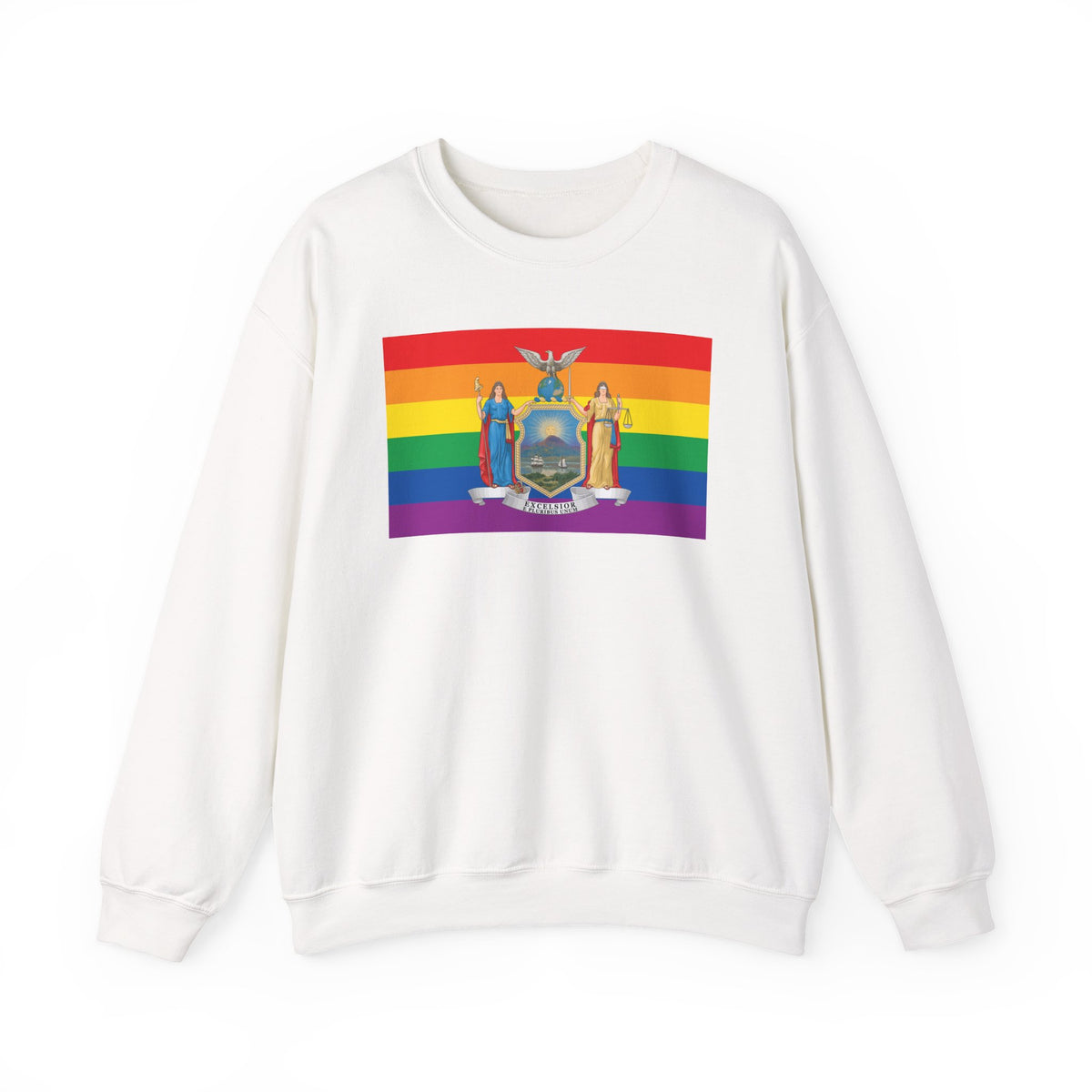 New York Rainbow Pride Flag Unisex Crewneck Sweatshirt, White, Black or Light Pink
