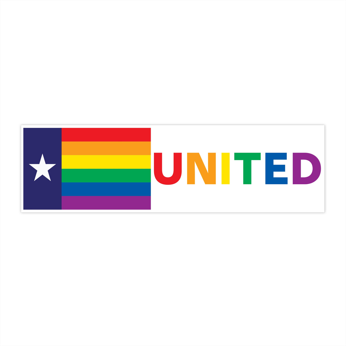 Texas Rainbow Pride Flag "UNITED" Bumper Sticker