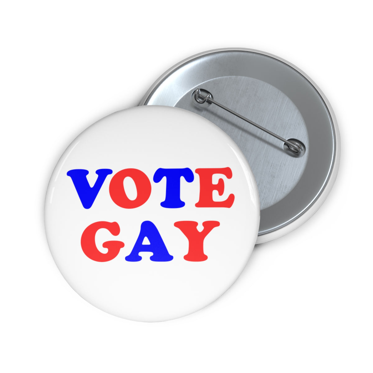 VOTE GAY Activism Pin Button, Red White and Blue