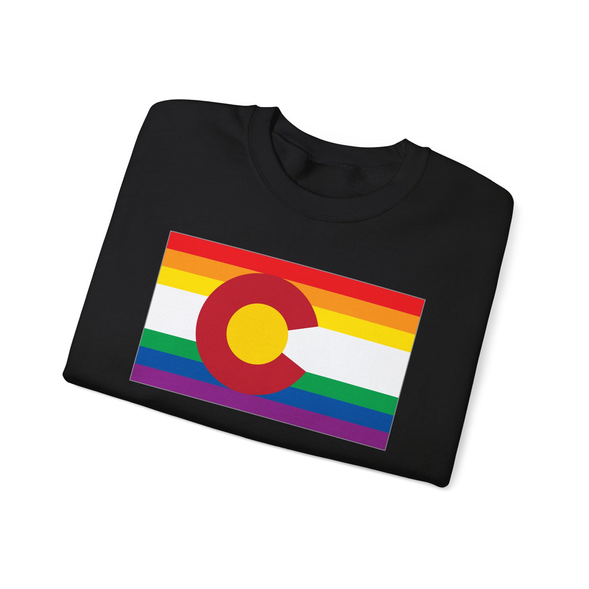 Colorado Rainbow Pride Flag Unisex Crewneck Sweatshirt, White, Black or Light Pink