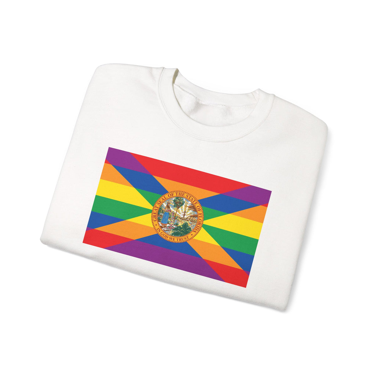 Florida Rainbow Pride Flag Unisex Crewneck Sweatshirt, White, Black or Light Pink