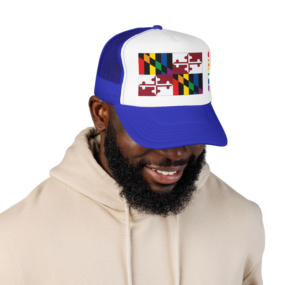 Maryland Rainbow Pride Flag "UNITED" Printed Foam Trucker Hat, Several Color Options
