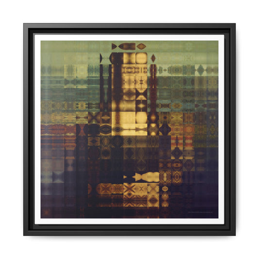 Mysterious Smile Abstract Portrait Collage Art, Matte Canvas, Framed (Multi-color options)
