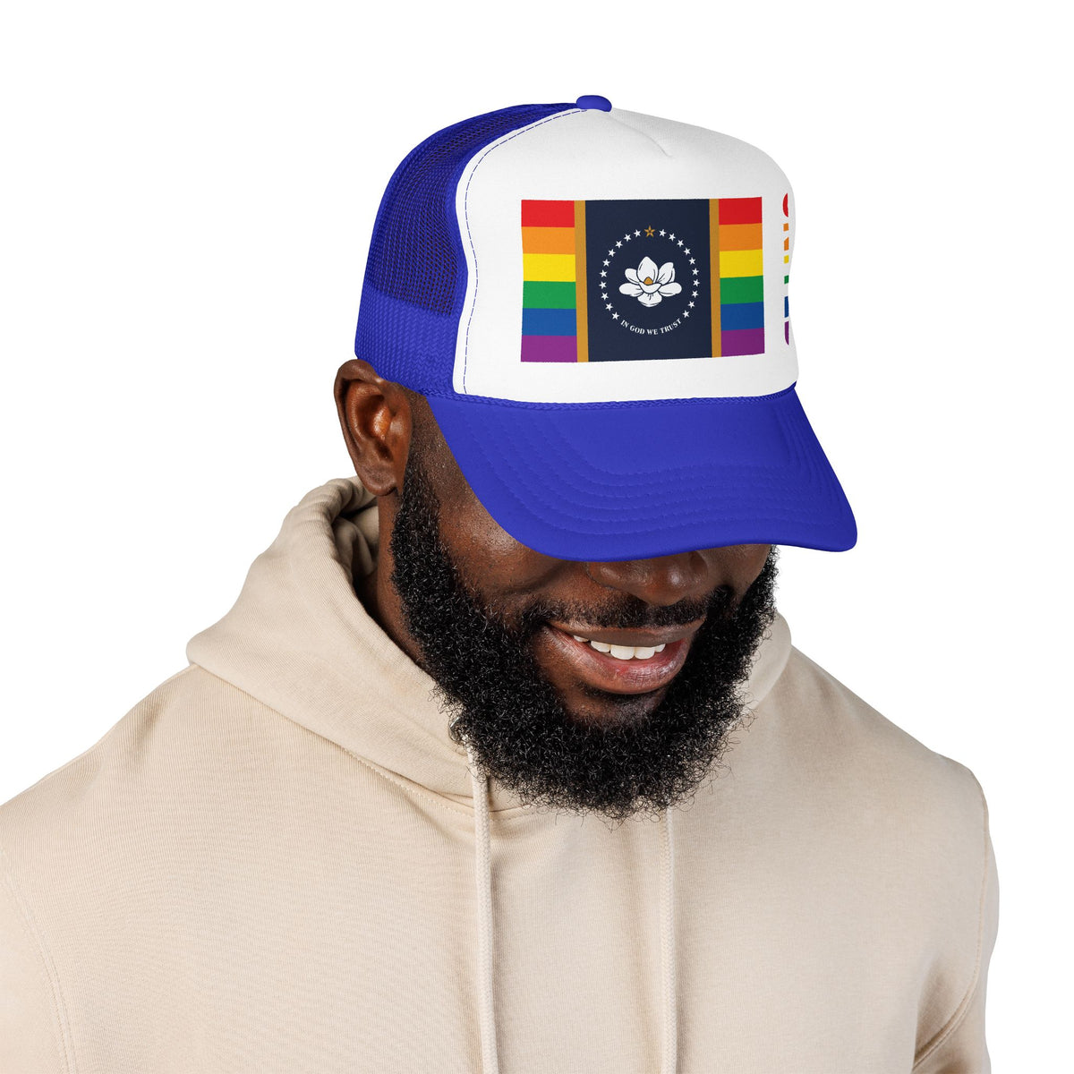 Mississippi Rainbow Pride Flag "UNITED" Printed Foam Trucker Hat, Several Color Options
