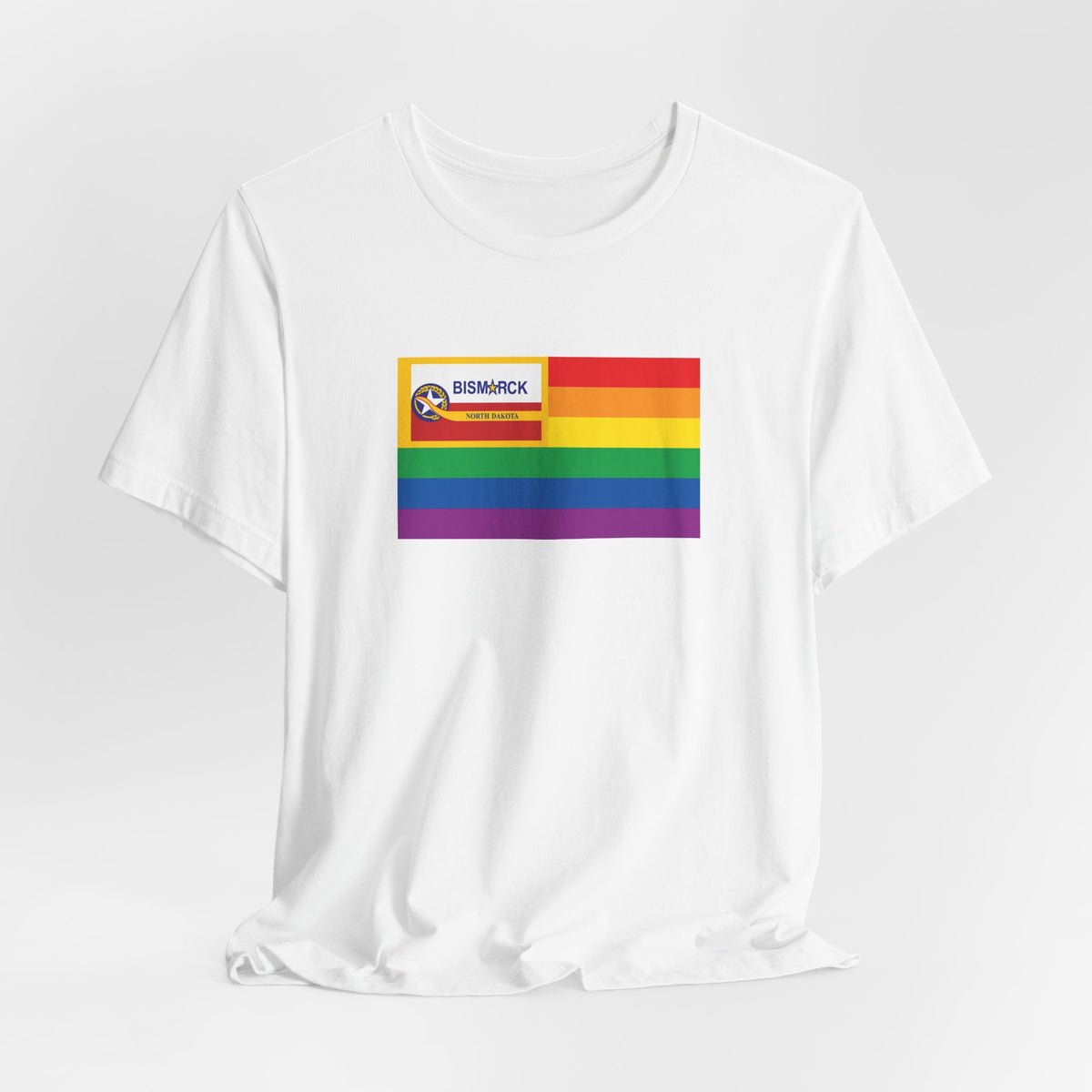 Bismarck, North Dakota Rainbow Pride Flag T-shirt, Several Color Options