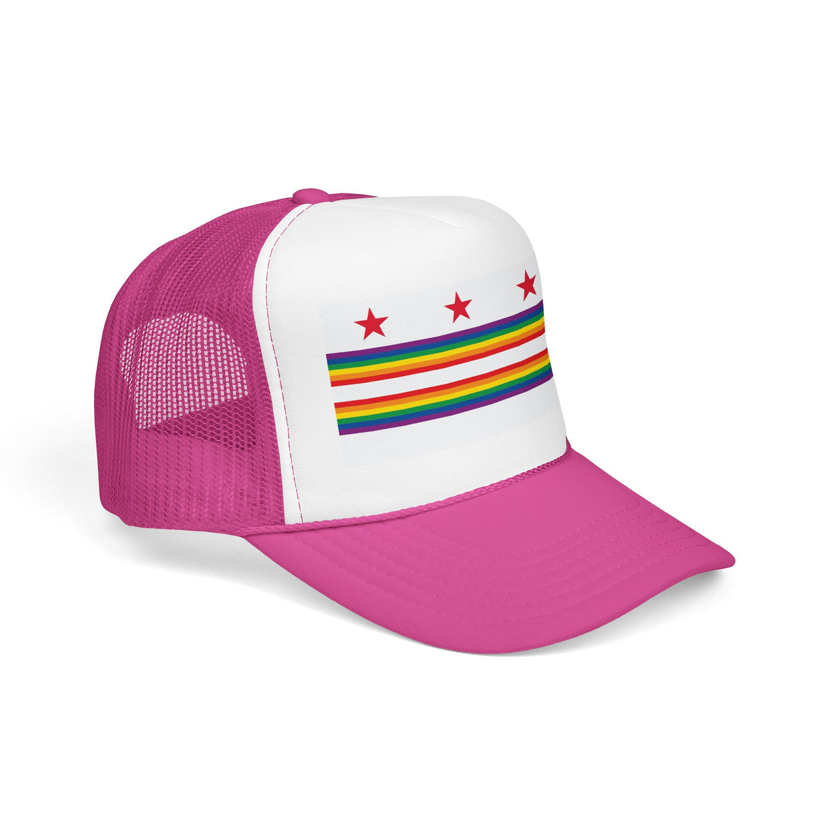 Washington, D.C. Rainbow Pride Flag "UNITED" Printed Foam Trucker Hat, Several Color Options