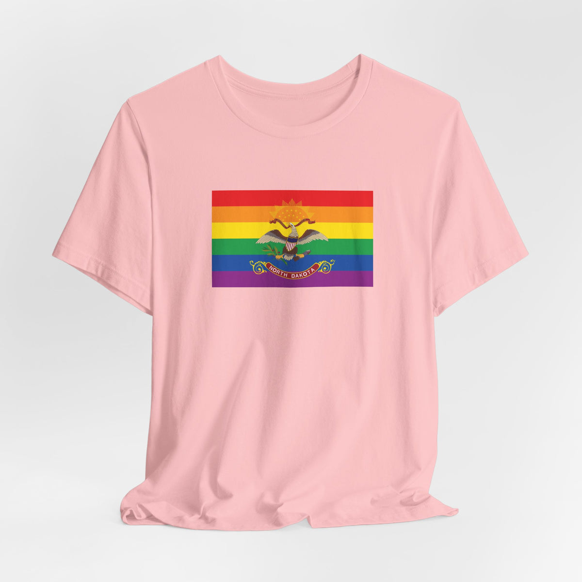North Dakota Rainbow Pride Flag T-shirt, Several Color Options