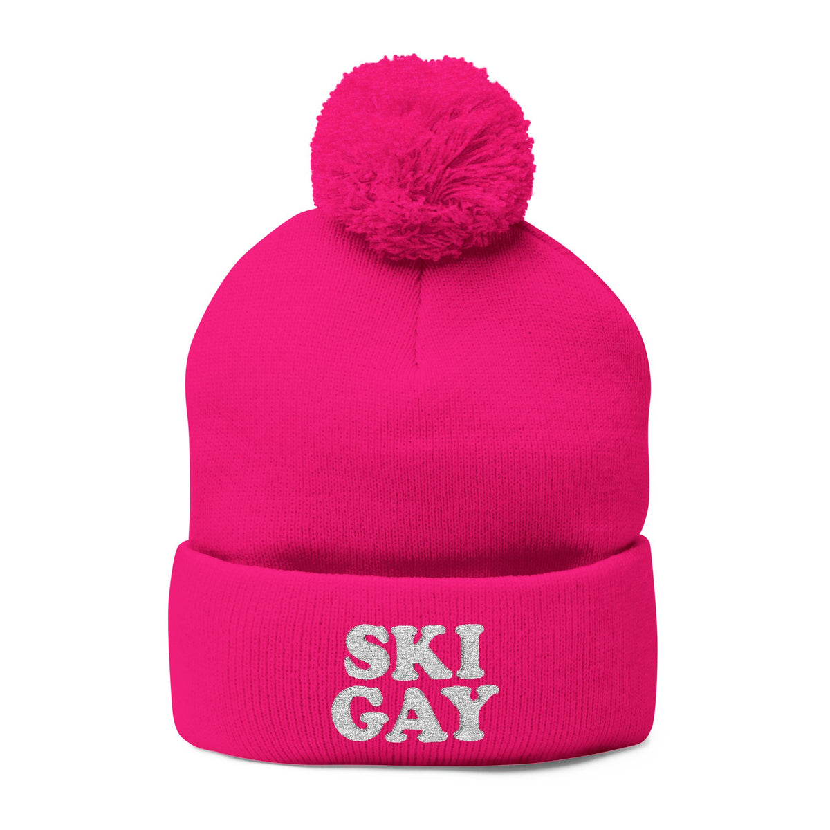 SKI GAY Pom Pom Beanie - white deco