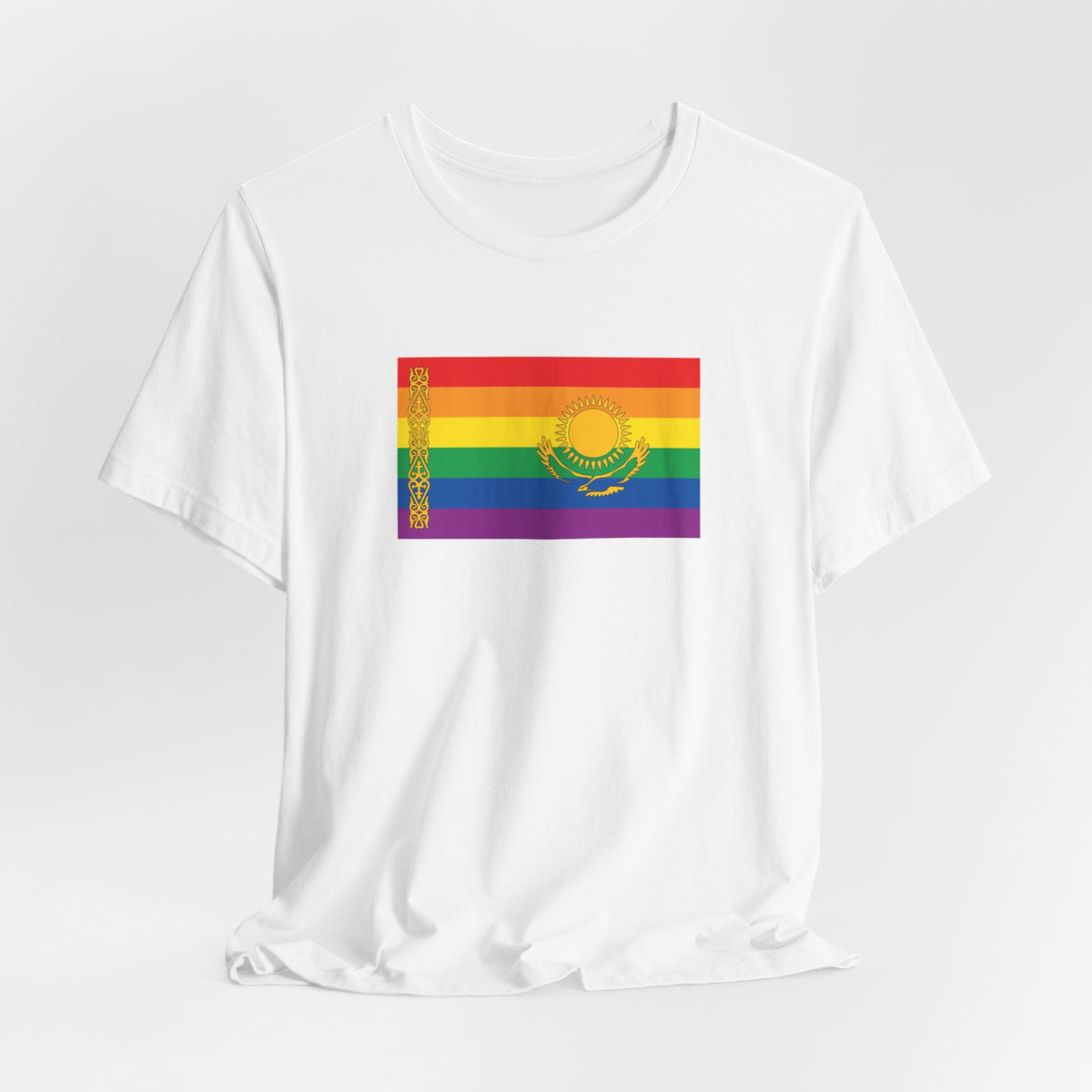 Kazakhstan Rainbow Pride Flag T-shirt, Several Color Options