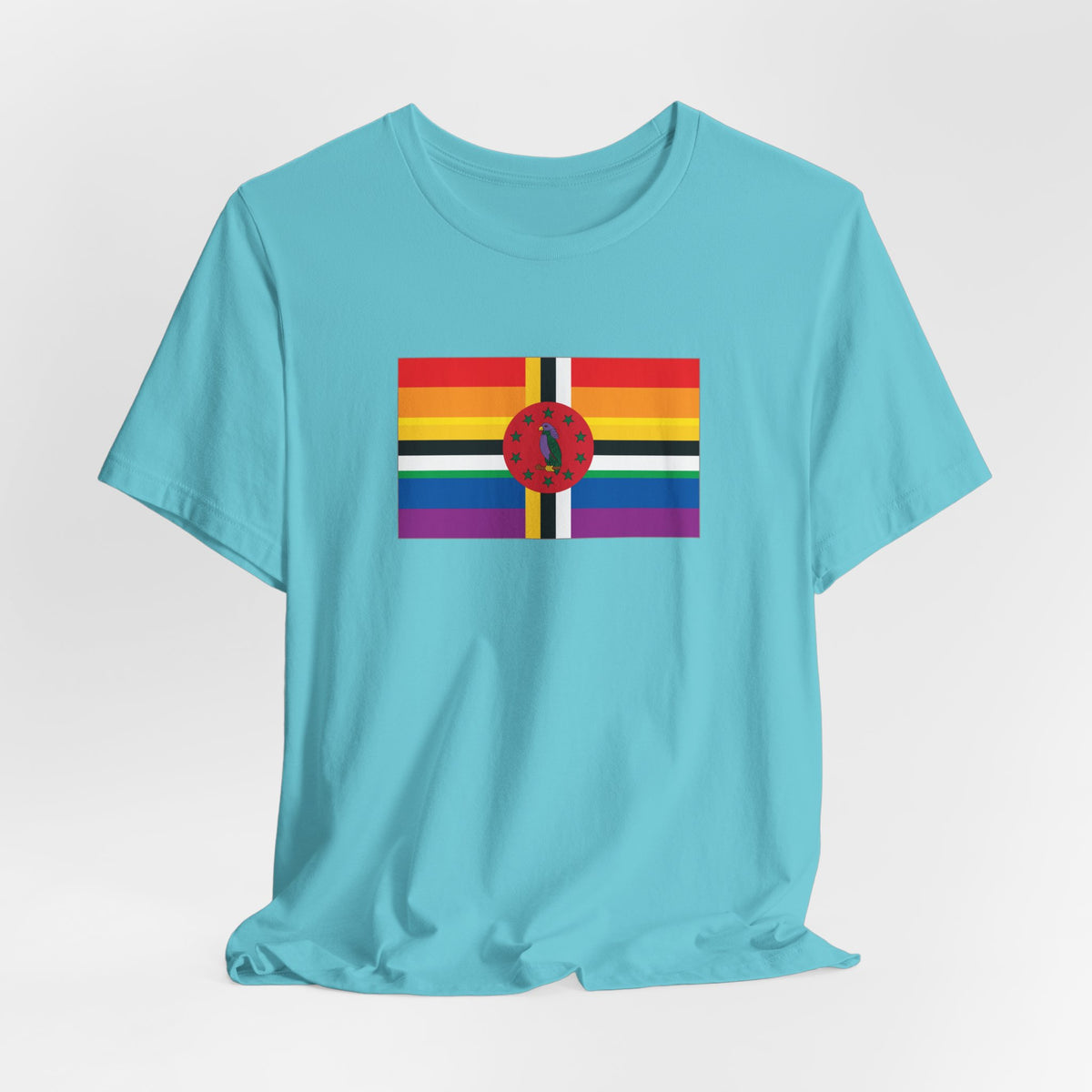 Dominica Rainbow Pride Flag T-shirt, Several Color Options