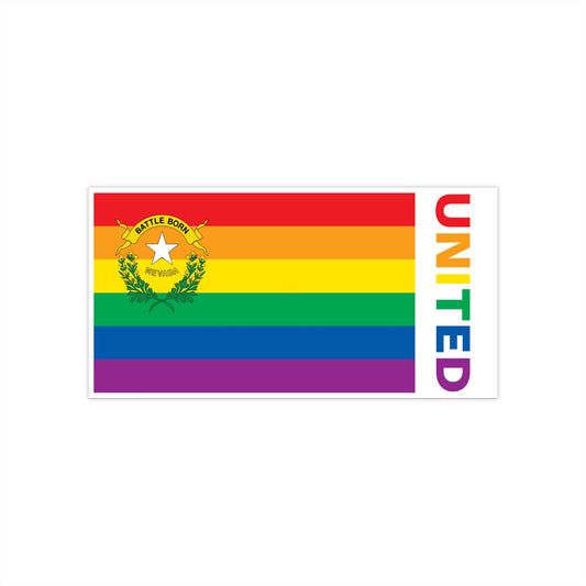 Nevada Rainbow Pride Flag "UNITED" Bumper Sticker