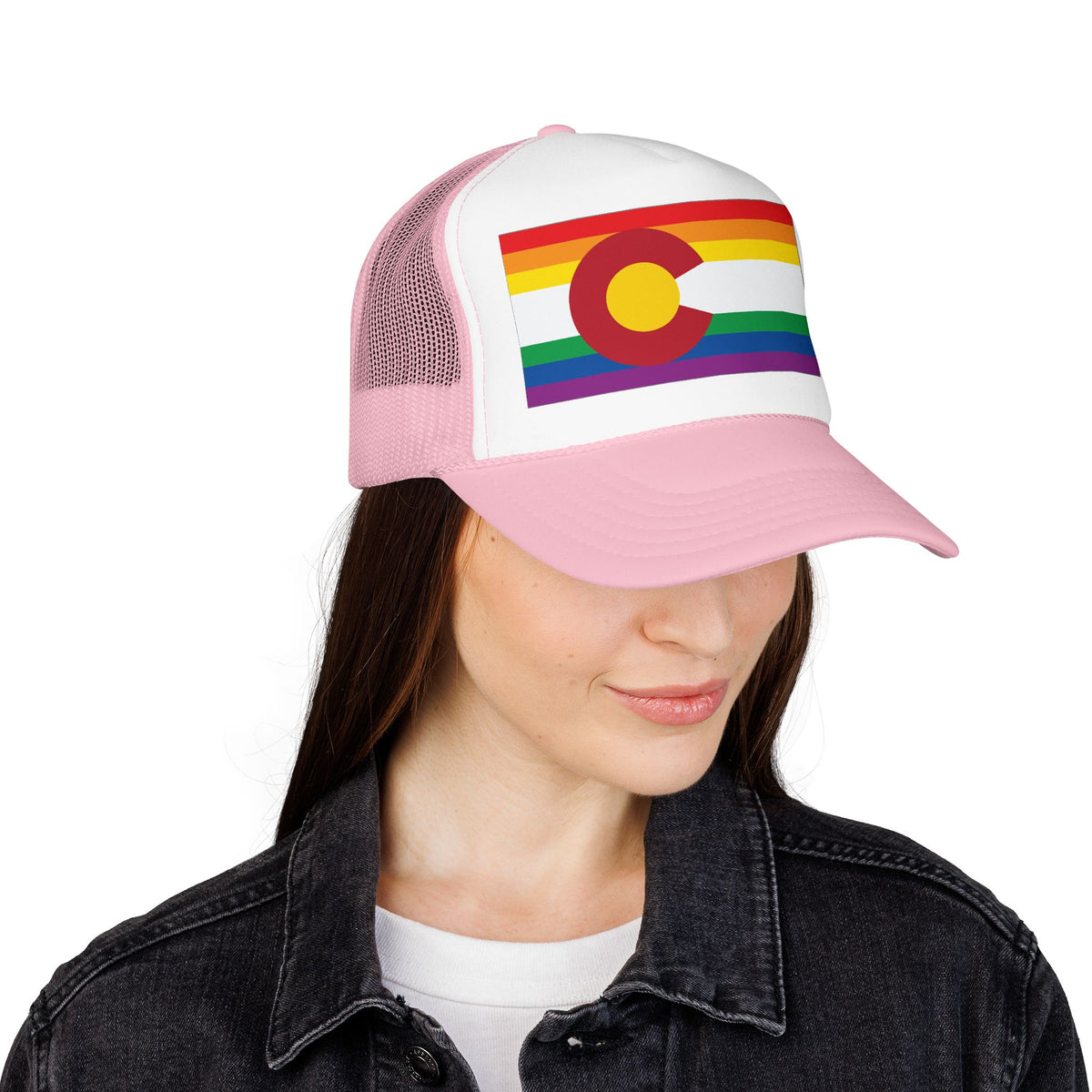 Colorado Rainbow Pride Flag "UNITED" Printed Foam Trucker Hat, Several Color Options