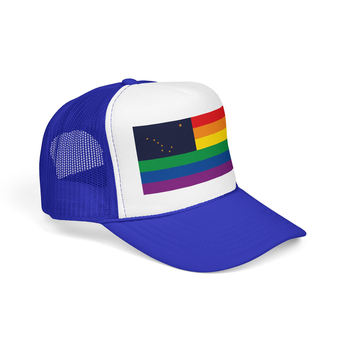 Alaska Rainbow Pride Flag "UNITED" Printed Foam Trucker Hat, Several Color Options