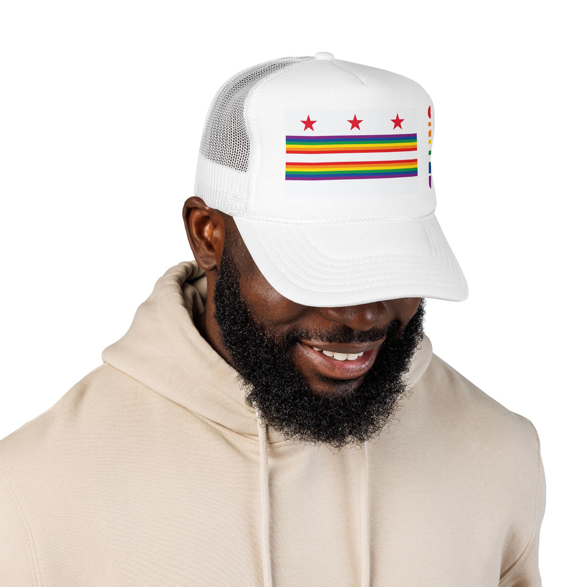 Washington, D.C. Rainbow Pride Flag "UNITED" Printed Foam Trucker Hat, Several Color Options