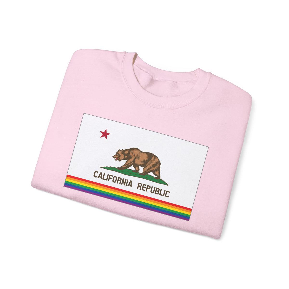 California Rainbow Pride Flag Unisex Crewneck Sweatshirt, White, Black or Light Pink