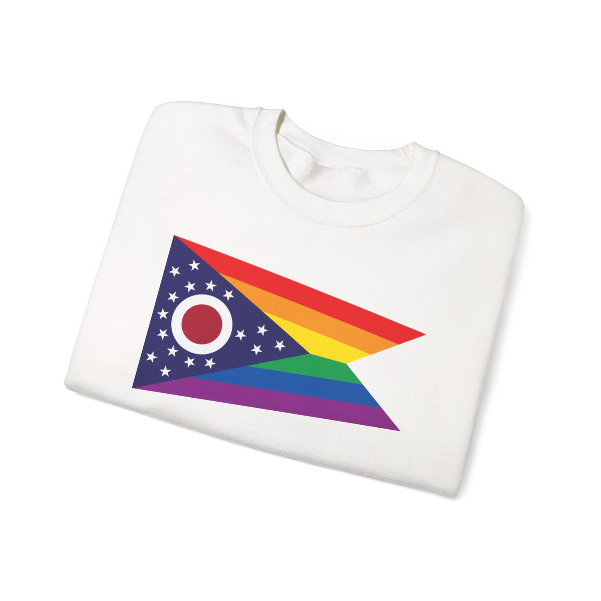 Ohio Rainbow Pride Flag Unisex Crewneck Sweatshirt, White, Black or Light Pink