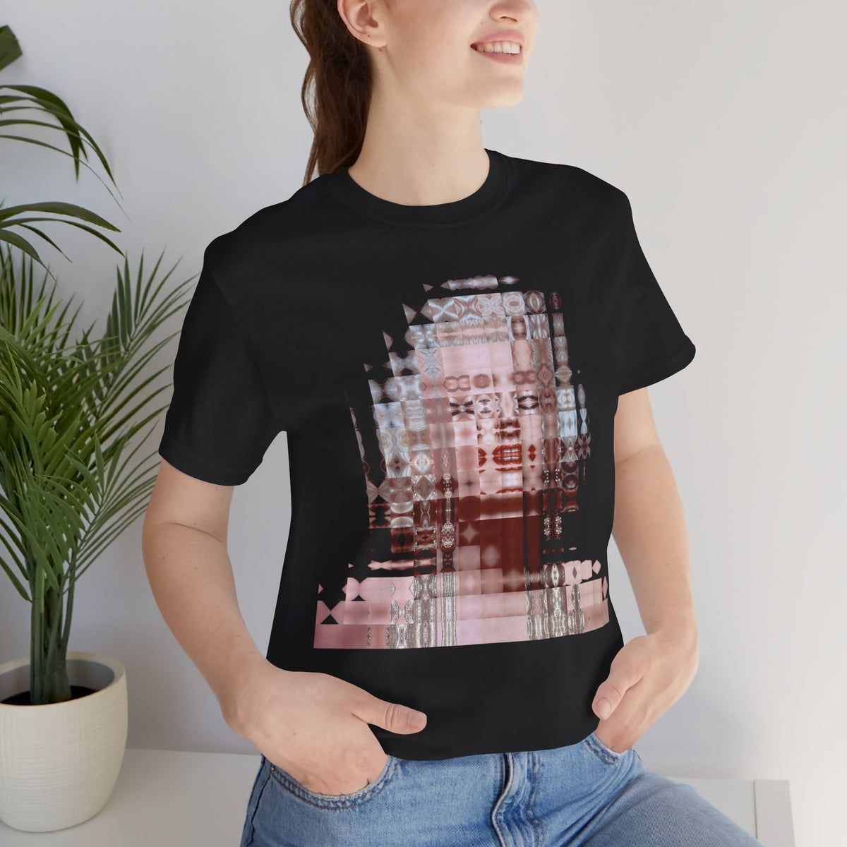 Iconic Movie Star Marilyn Monroe Abstract Portrait Collage Art T-shirt, Black