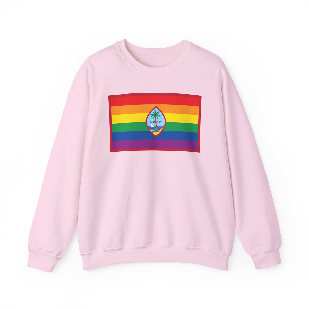 Guam Rainbow Pride Flag Unisex Crewneck Sweatshirt, White, Black or Light Pink