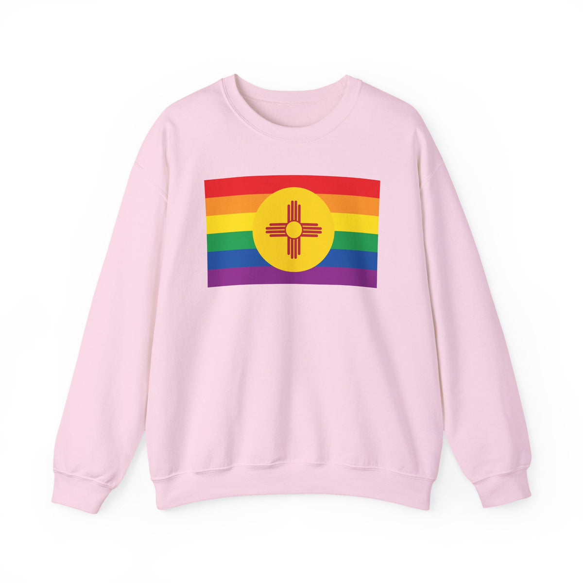 New Mexico Rainbow Pride Flag Unisex Crewneck Sweatshirt, White, Black or Light Pink