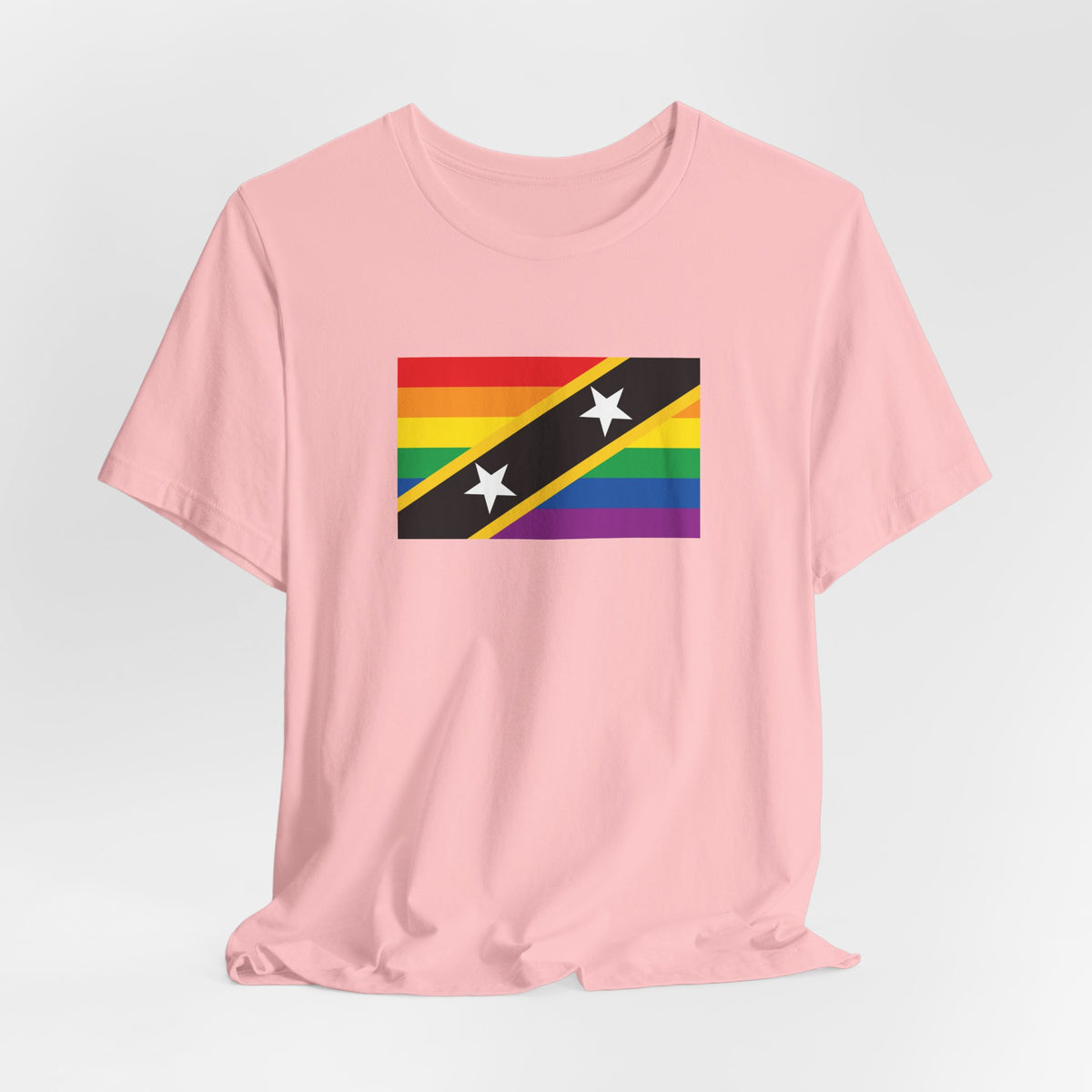 Saint Kitts and Nevis Rainbow Pride Flag T-shirt, Several Color Options