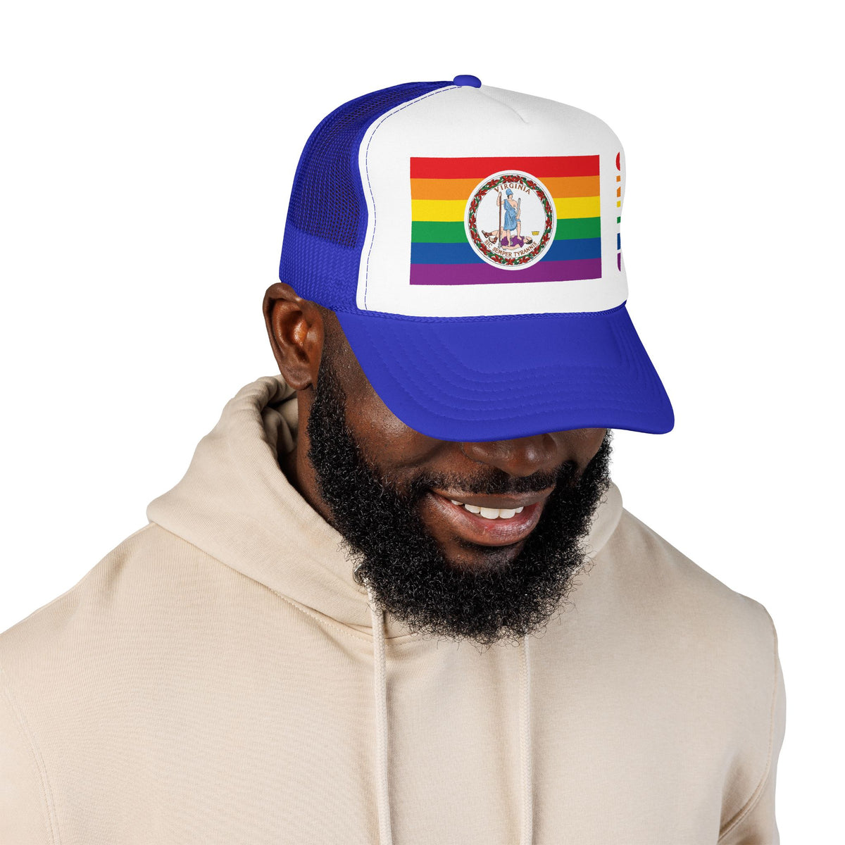 Virginia Rainbow Pride Flag "UNITED" Printed Foam Trucker Hat, Several Color Options